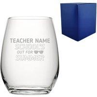 Uniqueful Personalised Teacher Schools Out For Summer Stemless Wine Glass in Clear