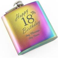 Uniqueful Personalised Engraved 6oz Rainbow Steel Hip Flask Happy 18th Birthday