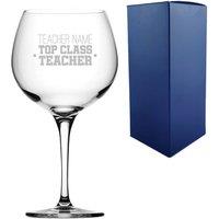 Uniqueful Personalised Engraved Gin Cocktail Glass Top Class Teacher Design in Clear