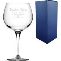 Uniqueful Personalised Gin Glass Big Heart shapes Little Minds Design Teacher in Clear