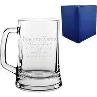 Uniqueful Personalised Teacher Beer Mug Big Heart shapes Little Minds Design in Clear