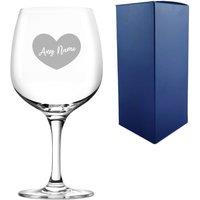 Uniqueful Personalised Spanish Gin Copa Balloon Glass Name Heart Design in Clear