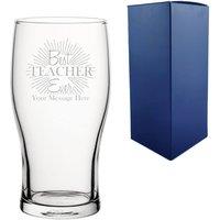 Uniqueful Personalised Engraved Teacher Pint Glass Best Teacher Ever Design in Clear