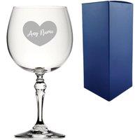 Uniqueful Personalised Engraved Crystal Gin & Tonic Name Heart Design Glass in Clear