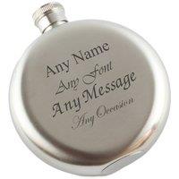 Uniqueful Personalised 5oz Round Steel Hip Flask Any Message Engraved In The UK in Silver