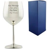 Uniqueful Personalised Engraved Silver Metal Wine Glass Birthday Gift for Friend