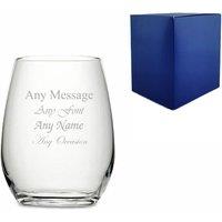 Uniqueful Personalised Engraved 15.5oz Stemless White Wine Glass Birthday Friend in Clear