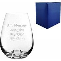 Uniqueful Personalised 11oz Dimple Base Stemless White Wine Glass Birthday Gift in Clear