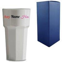 Uniqueful Personalised Plastic White Pint Beer Glass Gift Box Birthday Friend