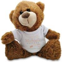 Uniqueful Personalised Teddy Bear Newborn Baby Design Neutral T-Shirt Toy in Brown