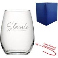 Uniqueful Personalised Slainte Script Stemless Wine Glass Birthday Friend in Clear