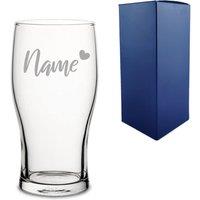 Uniqueful Personalised Pint Glass with Name & Heart Birthday Gift for Friend in Clear