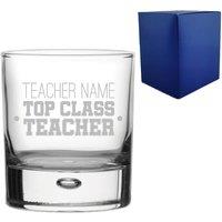 Uniqueful Personalised Engraved Teacher Whisky Glass Top Class Teacher Design in Clear