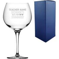Uniqueful Personalised Engraved Teacher Gin Glass School's Out For Summer Design in Clear