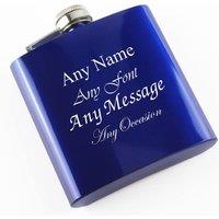 Uniqueful Personalised 6oz Blue Steel Hip Flask Any Message in the UK