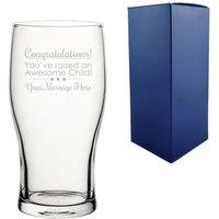 Uniqueful Personalised Engraved Tulip Pint Glass Thank You Gift for Parents in Clear
