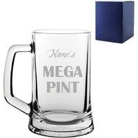 Uniqueful Personalised Engraved Mega Pint Beer Glass Novelty Tankard Bold Design in Clear