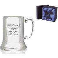 Uniqueful Personalised Stainless Steel Tankard Premium Satin Lined Box in Silver