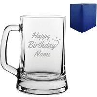 Uniqueful Personalised Engraved Happy Birthday Beer Mug Birthday Gift for Friend in Clear