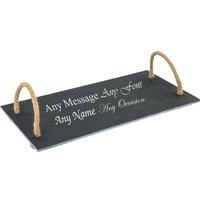 Uniqueful Personalised Slate Serving Tray Vintage Rope Handles Friend Gift in Black