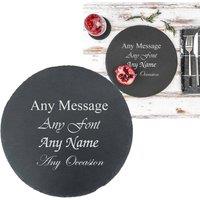 Uniqueful Personalised Round Natural Slate Serving Placemat Birthday Friend in Black