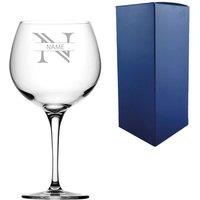 Uniqueful Personalised Gin Glass Initial & Name 680ml Striped Font Wedding in Clear