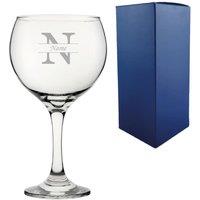 Uniqueful Personalised Engraved Cubata Gin Glass Initial & Name Classic Font in Clear