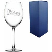 Uniqueful Personalised Engraved Enoteca Wine Glass Happy Birthday Name Design in Clear
