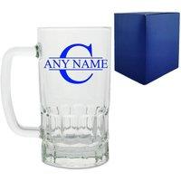 Uniqueful Personalised Glass Tankard Name & Initial Design Birthday Gift in Clear