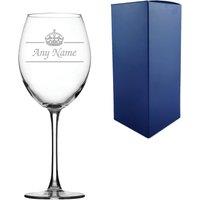 Uniqueful Personalised Engraved Novelty 19oz Enoteca Wine glass Name & crown in Clear