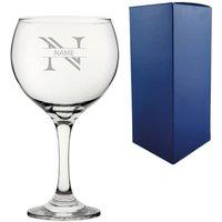 Uniqueful Personalised Engraved Cubata Gin Glass Initial & Name Striped Font in Clear