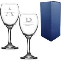 Uniqueful Personalised 9oz Imperial Wine Glass Name Initial Design in Clear
