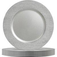 Argon Tableware Round Charger Plates - 33cm - Rib Design - Pack of 6 in Silver
