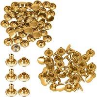 Neel Blue 12mm Double Cap Rivet Tubular Metal Studs, Leather Rivets - 100pcs in Gold