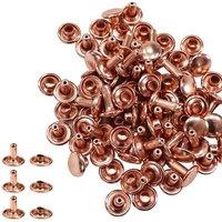 Neel Blue Double Cap Tubular Rivets, Metal Stud for DIY Projects - 100 Sets in Rose Gold