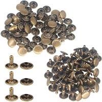 Neel Blue Double Cap Tubular Rivets, Metal Stud for DIY Projects - 100 Sets in Bronze