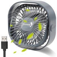 Tanness USB Desk Fan - Portable Quiet Cooling Fan - Compact Fan - Grey