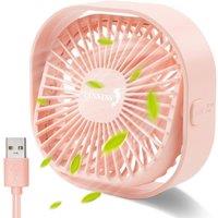 Tanness USB Desk Fan - Portable Quiet Cooling Fan - Compact Fan - Pink