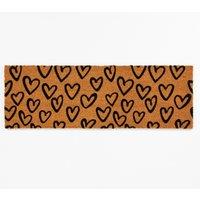 Esselle Astley Hand Drawn Hearts Natural Printed PVC Backed Coir Mat | Size: 40 cm x 120 cm