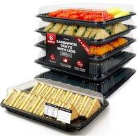 ebake Small Serving Platter Trays with Clear Lids for Buffets & Party Events in Black | Size: 20 Pack