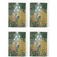 Wee Blue Coo Gustav Klimt The Flower Garden Colourful Meadow Pack of 4 Art Cards in Green | Size: 4 Pack