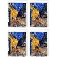 Wee Blue Coo Van Gogh Cafe Terrace at Night French Street Scene Pack of 4 Art Cards in Blue | Size: 4 Pack