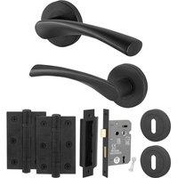 AFIT Black Lock Door Handle Rose Set, 1 Pair Matt Black Internal, Lock | Size: 150mm x 150mm