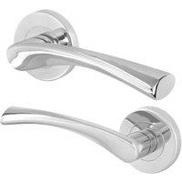 AFIT Chrome Door Handles Rose, 1 Pair Polished Chrome Internal Lever in Silver | Size: 150mm x 150mm