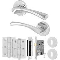 AFIT Chrome Lock Door Handle Rose Set, 1 Pair Polished Chrome Internal in Silver | Size: 150mm x 150mm