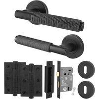 AFIT Black Knurled Sash Lock Door Handle Internal Handles Lock Hinges Dixon | Size: 150mm x 150mm