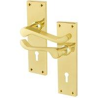 AFIT Polished Brass Scroll Door Handle Sashlock Victorian 1 Pair in Gold | Size: 150mm x 150mm