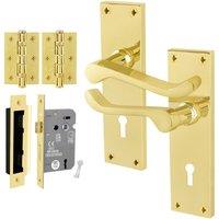 AFIT Polished Brass Scroll Handle Sashlock Hinges 64mm 1 Pair in Gold | Size: 150mm x 150mm