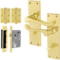 AFIT Polished Brass Scroll Bathroom Handle Lock Hinges 64mm 1 in Gold | Size: 150mm x 150mm