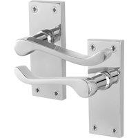 AFIT Chrome Scroll Door Handles Latch Internal Victorian Backplate 1 Pair in Silver | Size: 150mm x 150mm